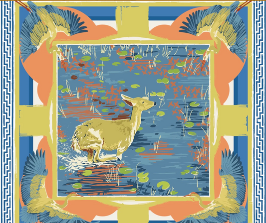 Melon Lily Pad Doe - Double-Sided Silk Scarf