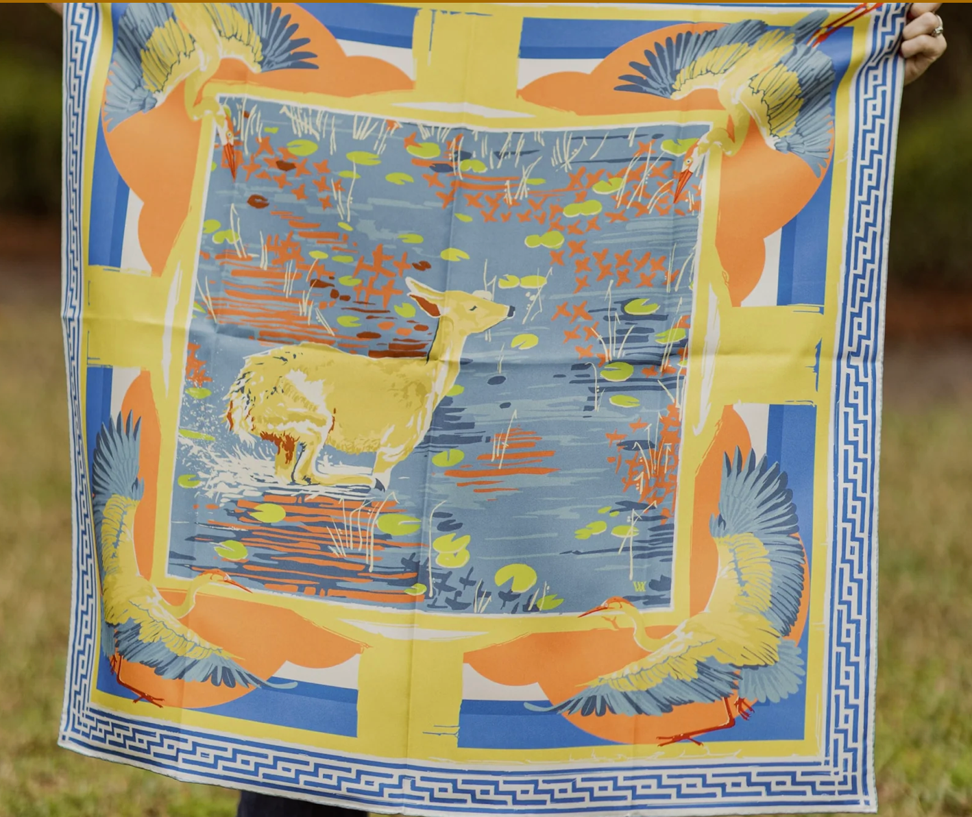 Melon Lily Pad Doe - Double-Sided Silk Scarf