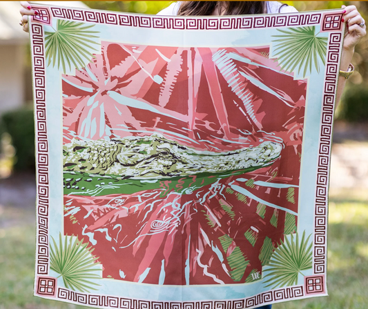 Pink Ocmulgee Alligator - Double-Sided Silk Scarf