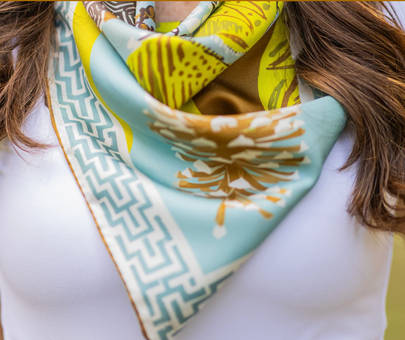 Chartreuse Quail Pair - Double-Sided Silk Scarf