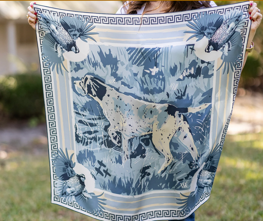 Light Blue Pointing Strong - Double-Sided Silk Scarf
