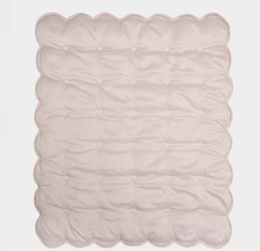 HEARTS & STARS QUILTED SATIN BABY BLANKET- Pink