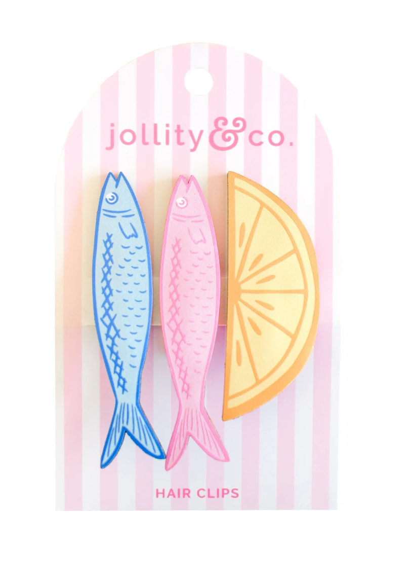 Lemon and Sardines Vegan Leather Hair Clip Set