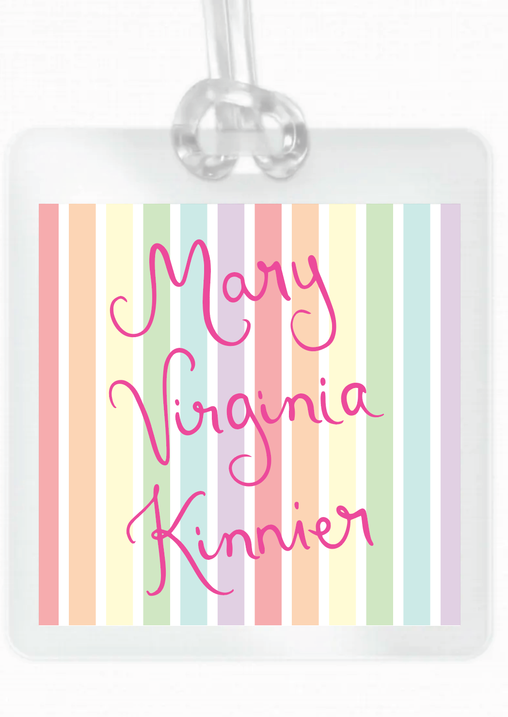 Rainbow Stripes Laminated Bag Tag