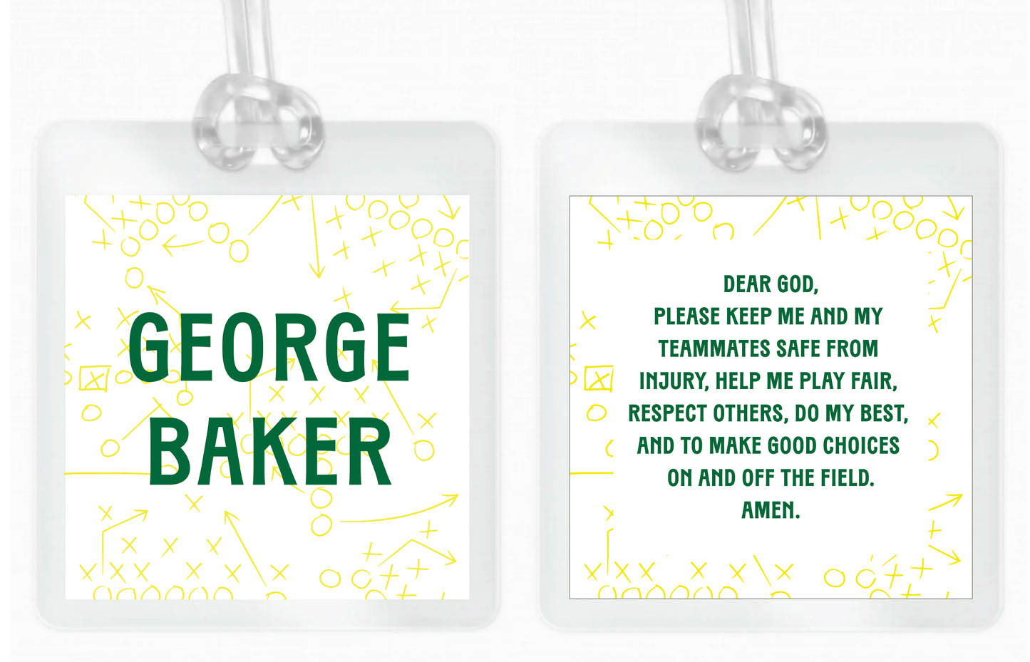 Green & Gold Football Laminated Bag Tag