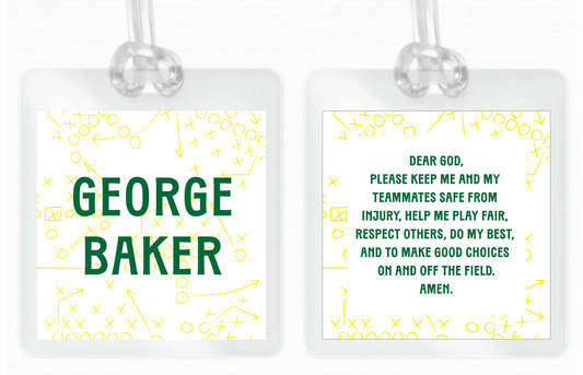 Green & Gold Football Laminated Bag Tag