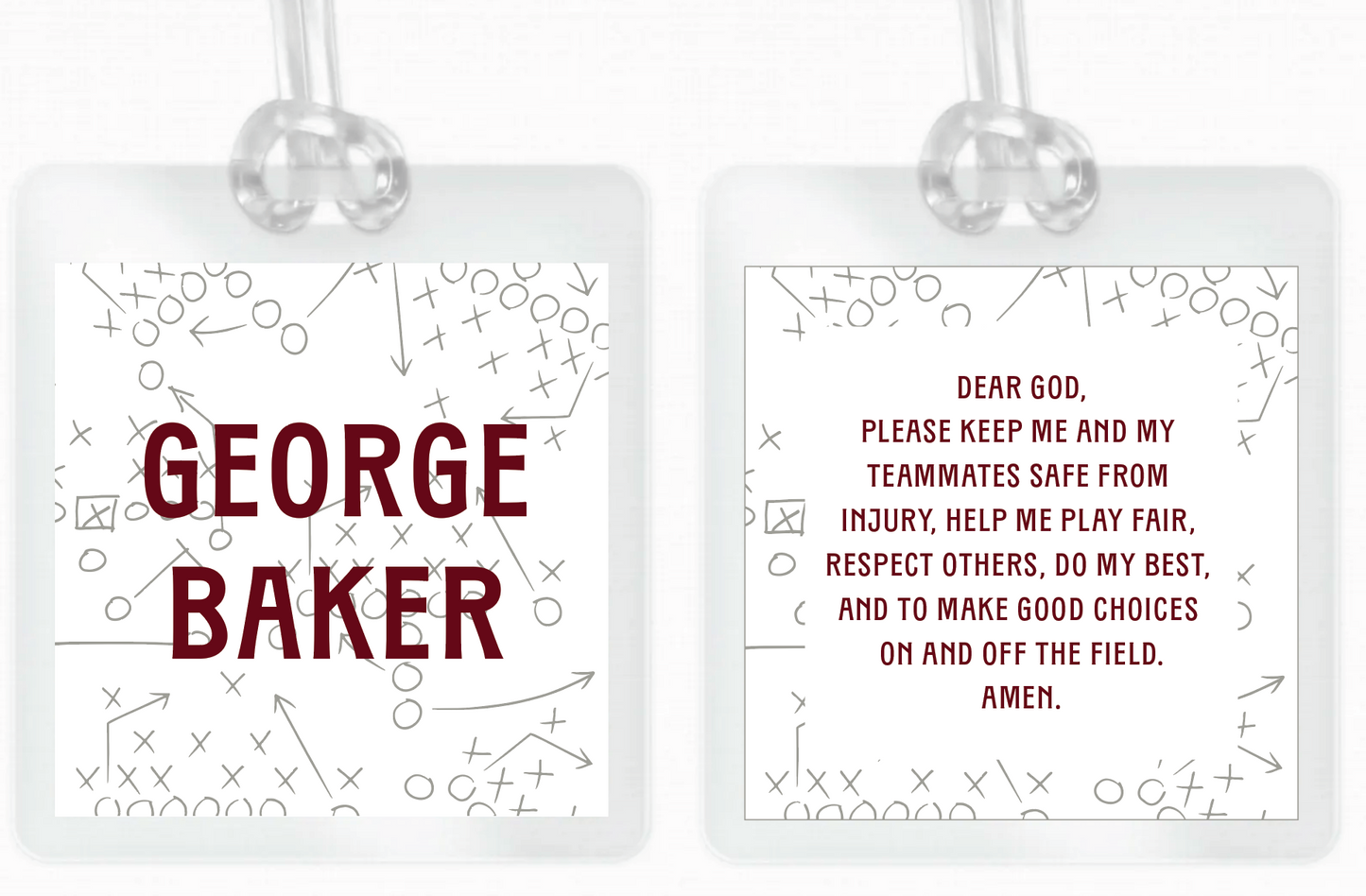 Maroon & Grey Football Laminated Bag Tag