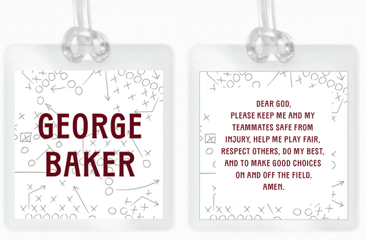 Maroon & Grey Football Laminated Bag Tag