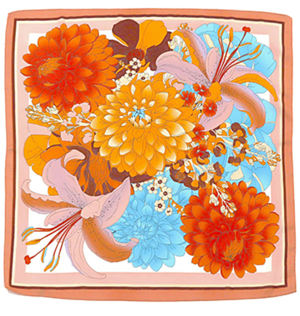 Orange/Blue Floral Scarf