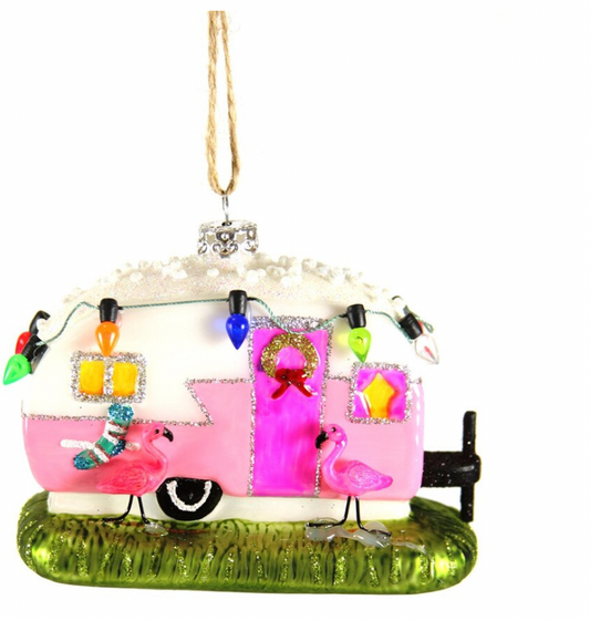 Flamingo Camper Ornament