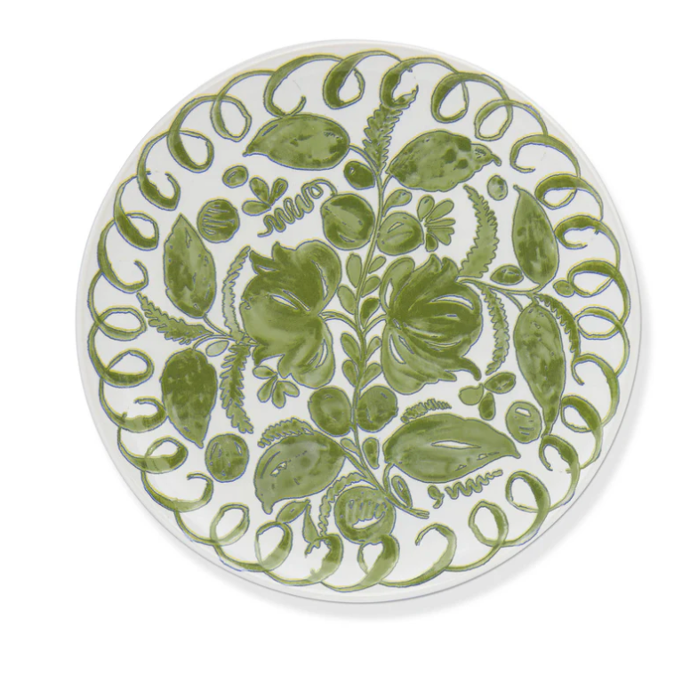 Amalfi Dessert Plate- White/Green