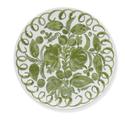Amalfi Dessert Plate- White/Green