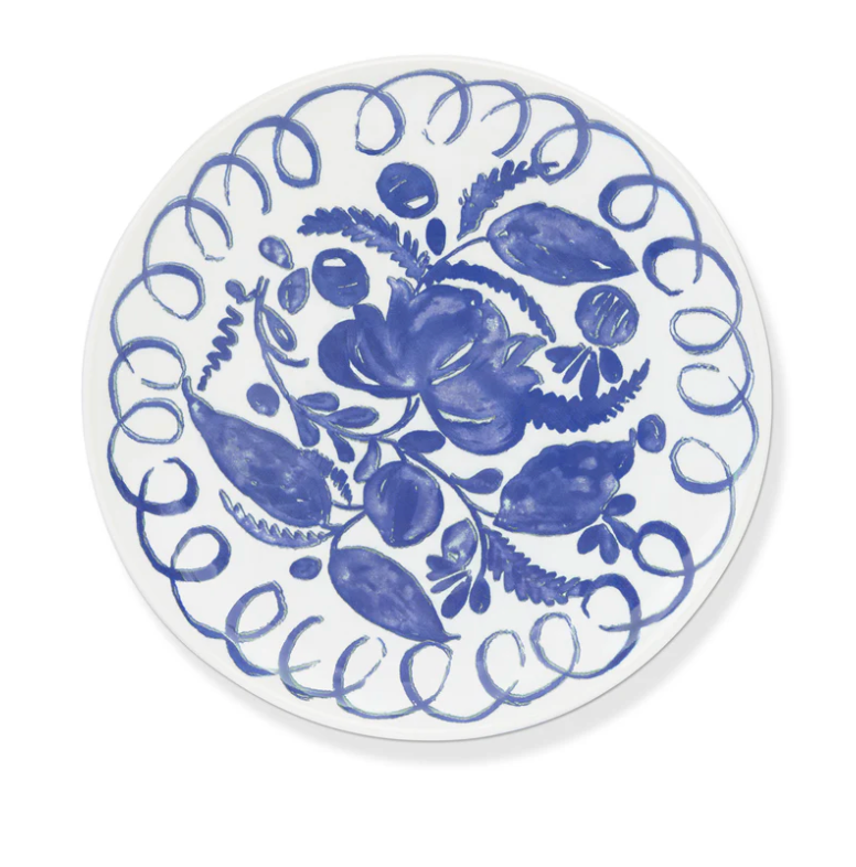 Amalfi Dessert Plate- White/Blue