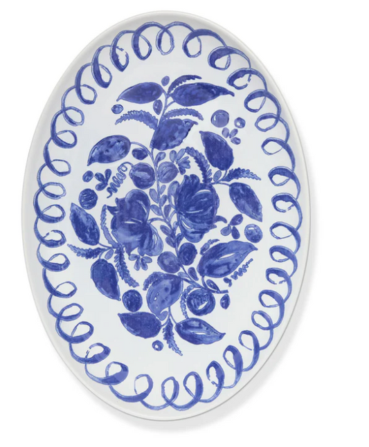 Amalfi Oval Tray WHT/Blue