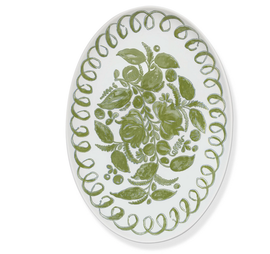 Amalfi Oval Tray WHT/Green