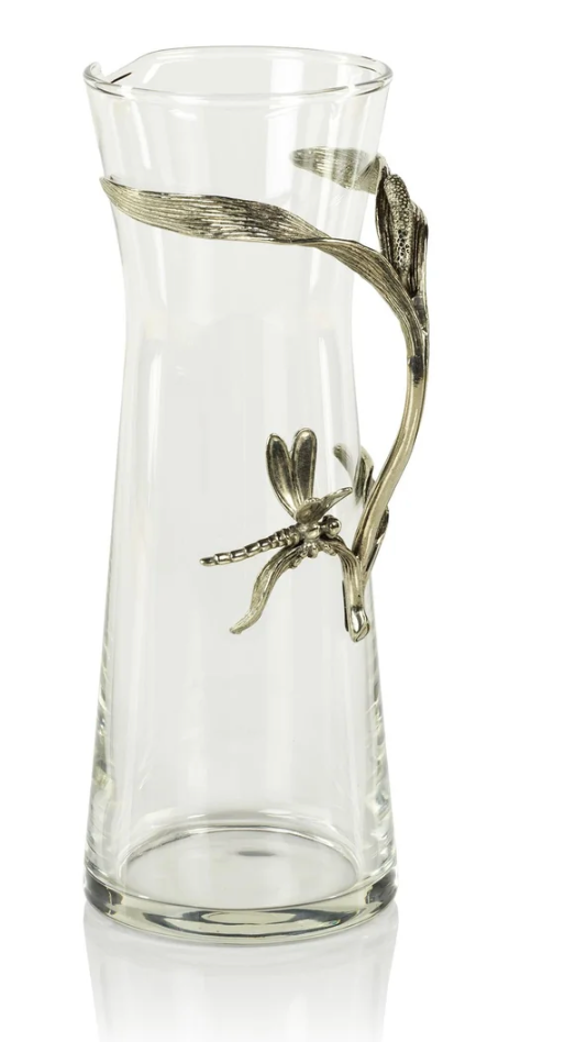 Dragonfly Pewter & Glass Pitcher