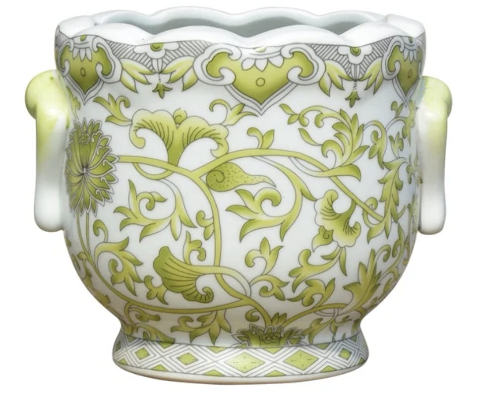 Green Floral Scallop Cachepot