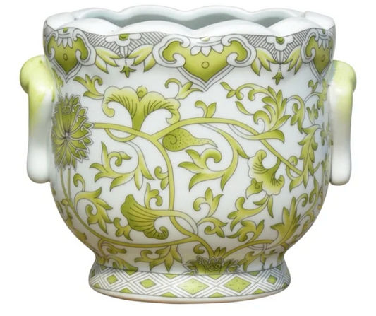 Green Floral Scallop Cachepot