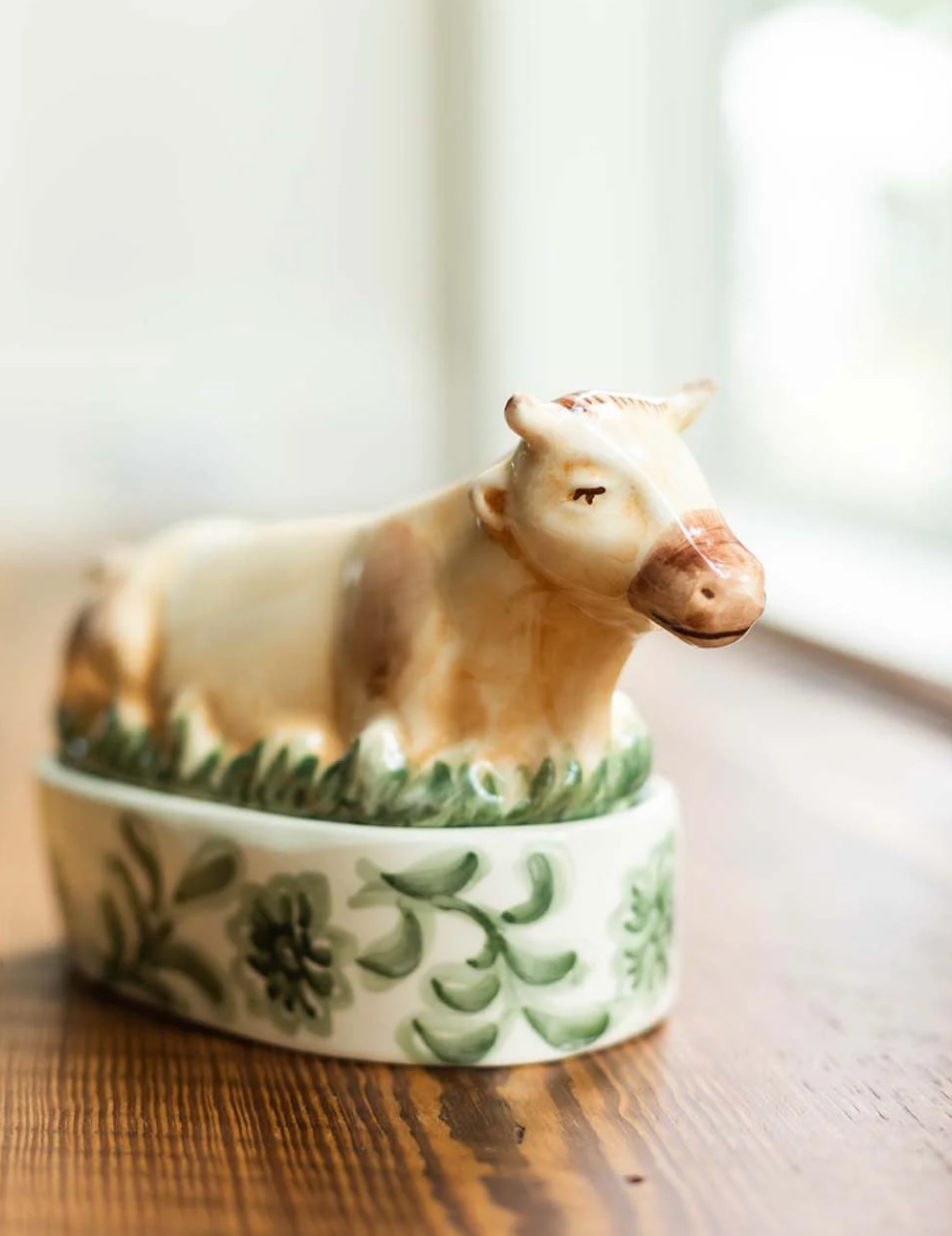 Cow Butter Dish- Green