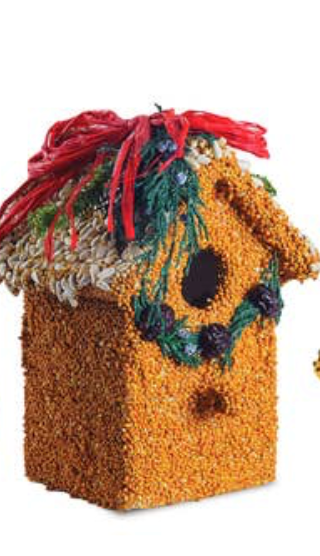 Holiday Birdie Cottage Treat with garland