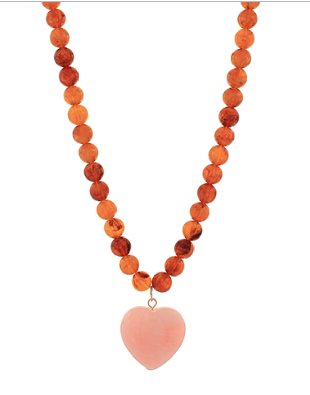 Marble Puffy Heart Necklace