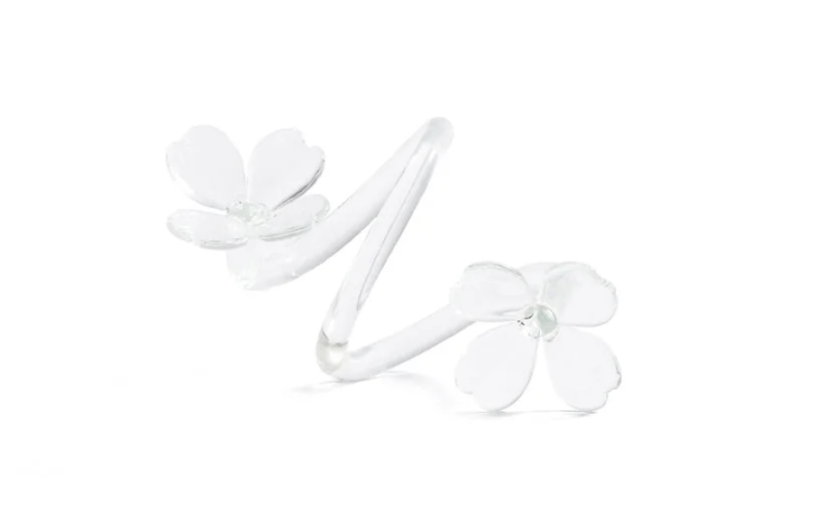 Botanica Set/4 Glass Flower Napkin Rings-Clear