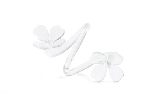 Botanica Set/4 Glass Flower Napkin Rings-Clear