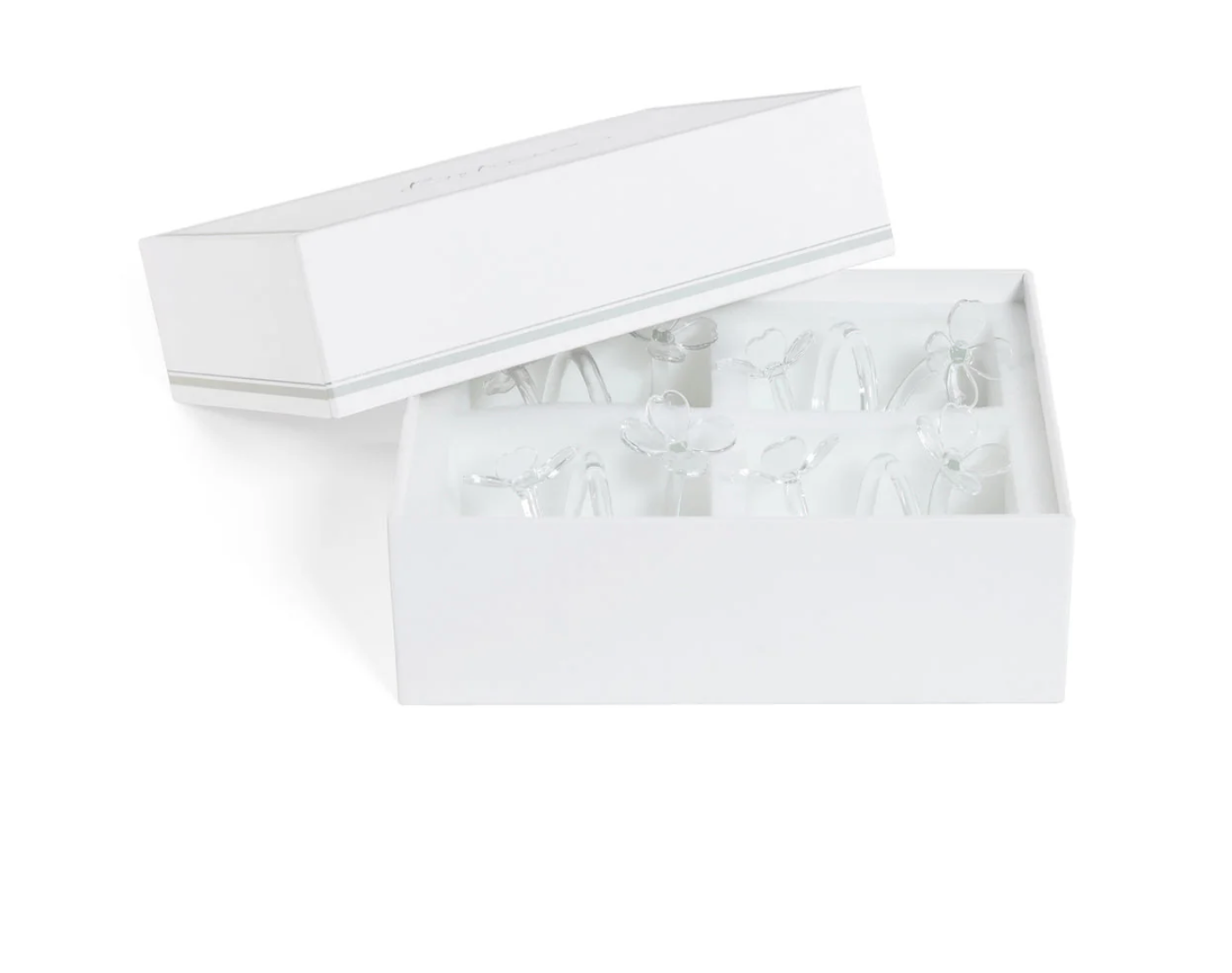 Botanica Set/4 Glass Flower Napkin Rings-Clear