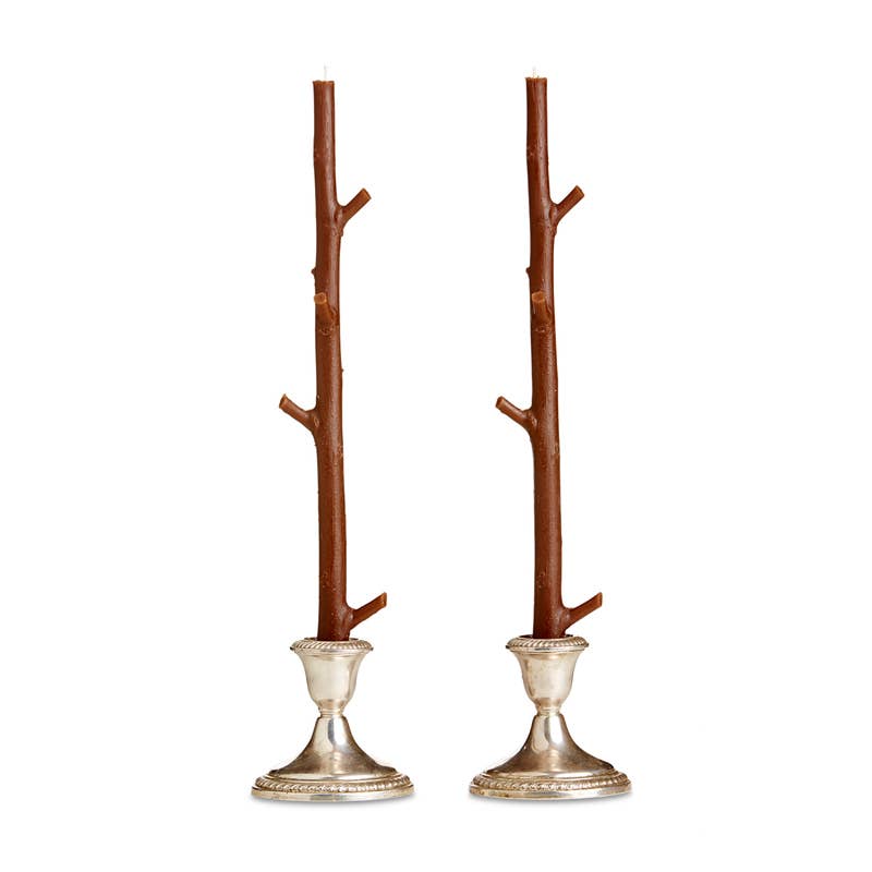 Stick Candles Maple / Pair Forest Green