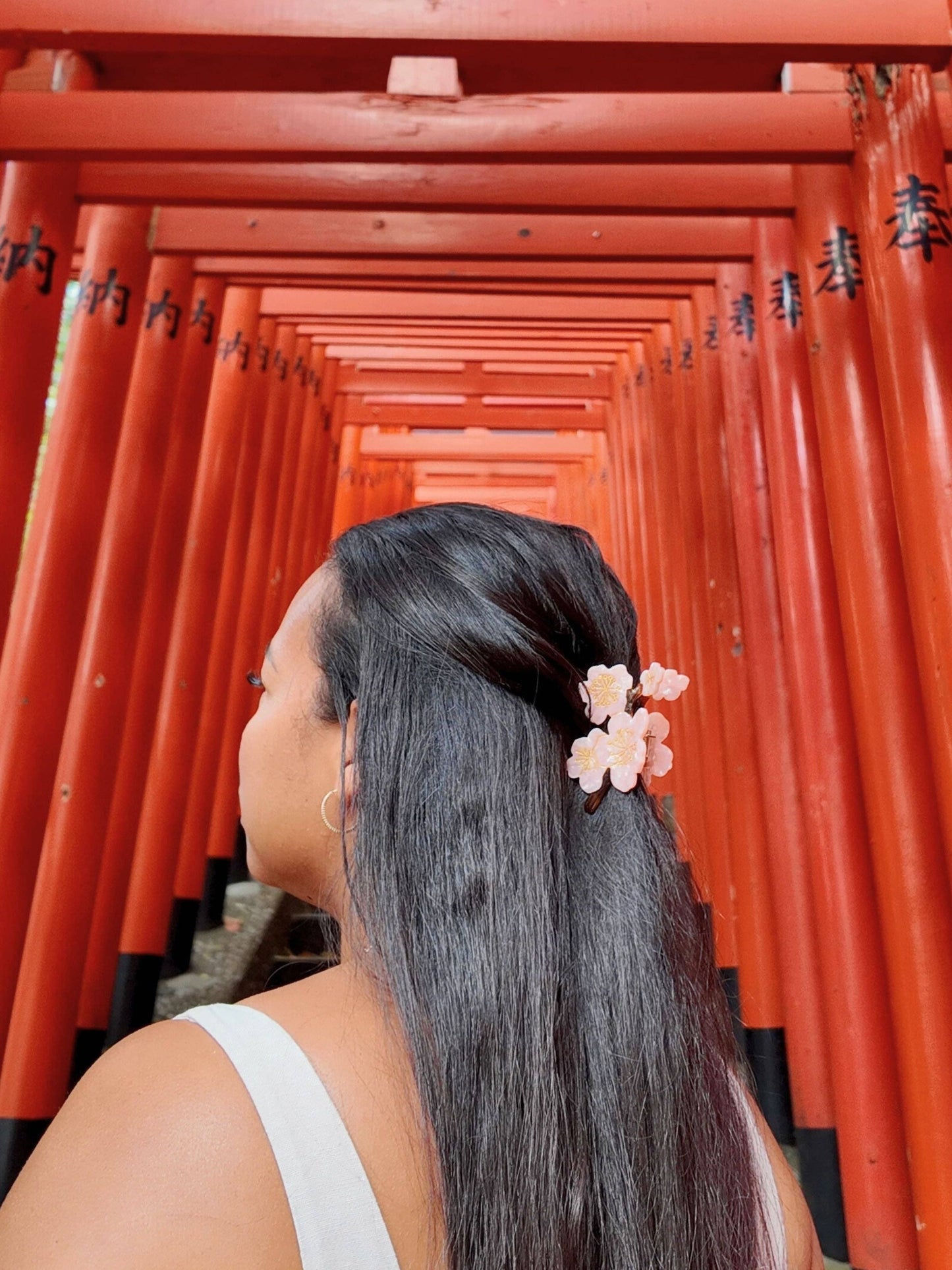 Hand-painted Cherry Blossom Flower Claw Hair Clip