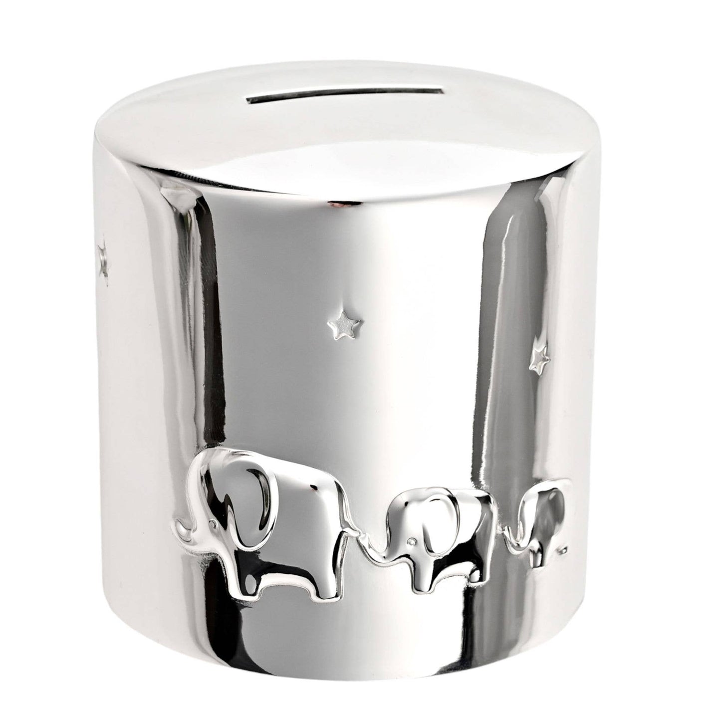 Round Money Box with Elephants