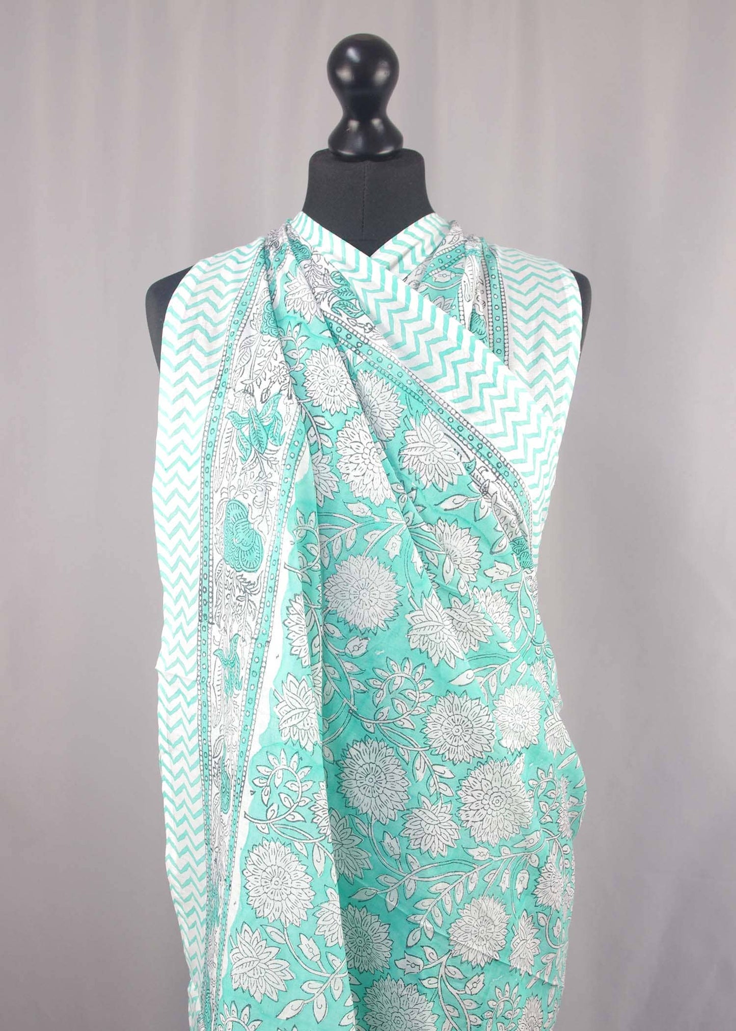 Beach  Coverup Sarong Pareo - Teal Floral