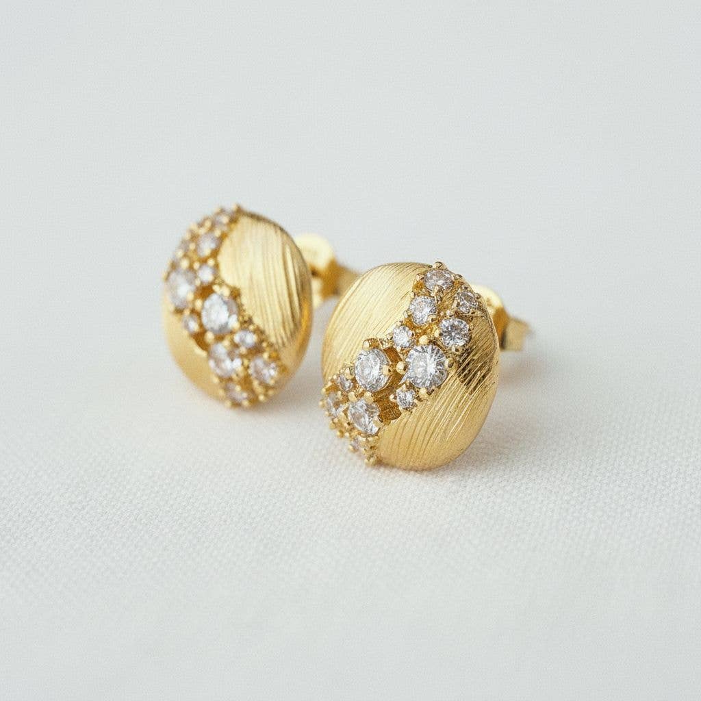 Brushed Round  Stud Earrings