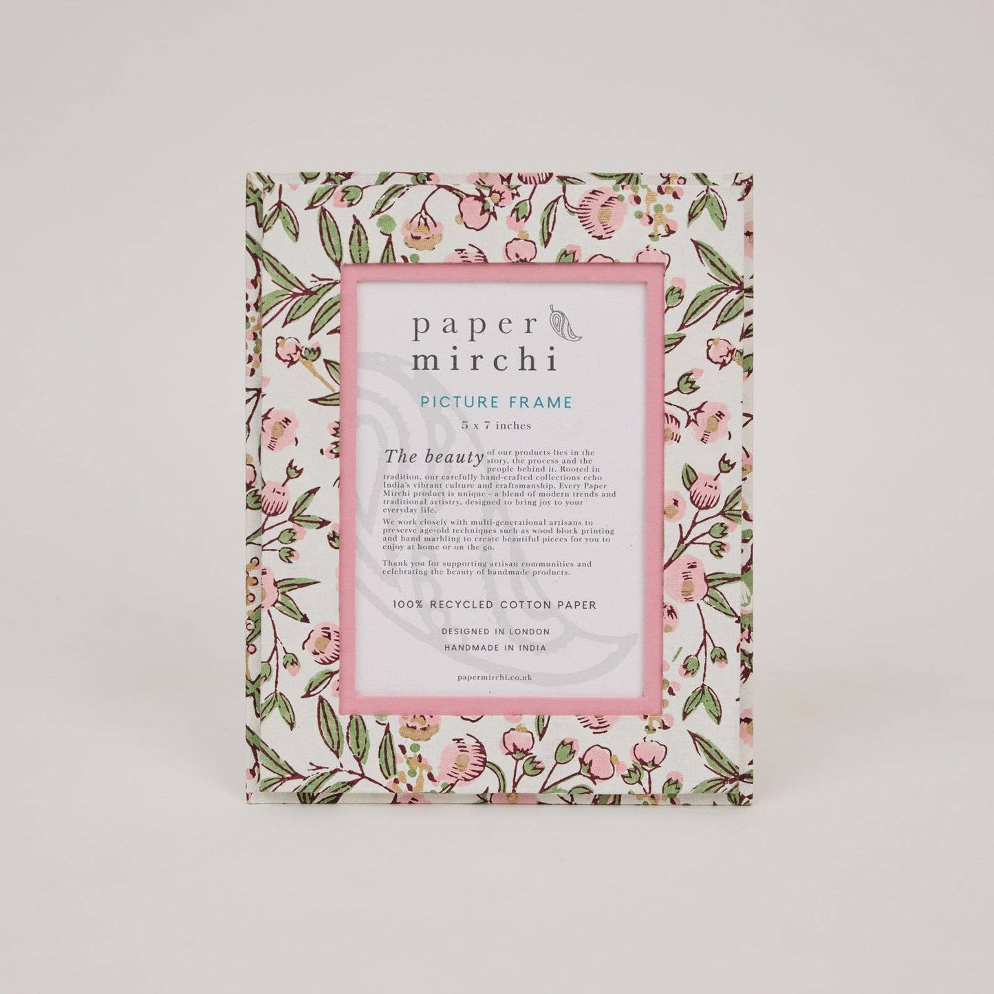 Block Printed Picture Frame (5x7) - Song Birds Blush