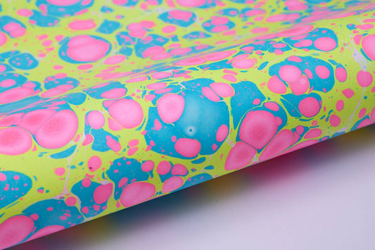 Hand Marbled Wrapping Paper Sheets - Neon Stone