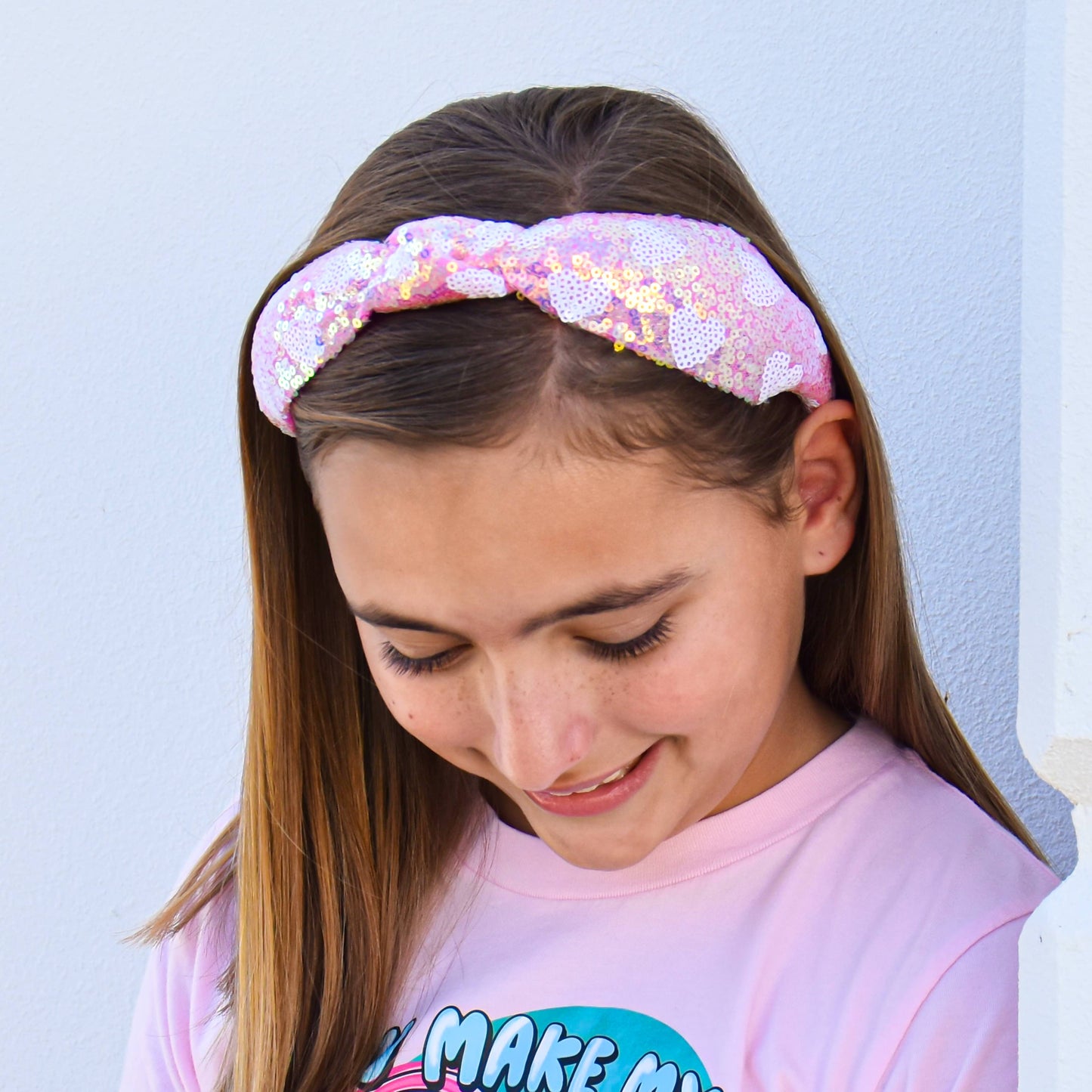 Pink Sequin Heart Headband