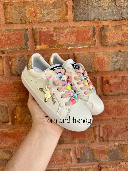 Gold Star Beaded Laces Sneakers