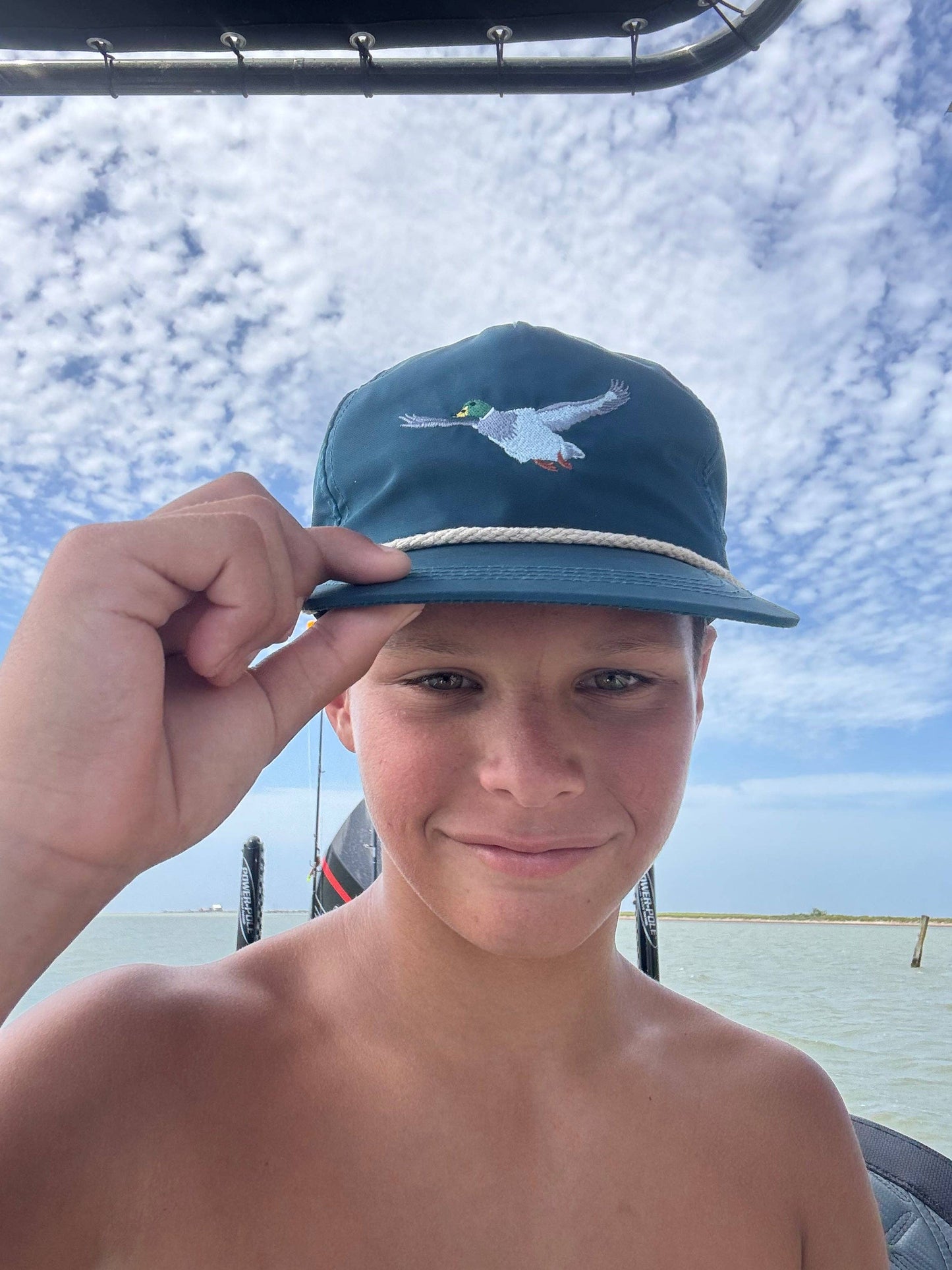 Flying Mallard Duck Hat in Teal