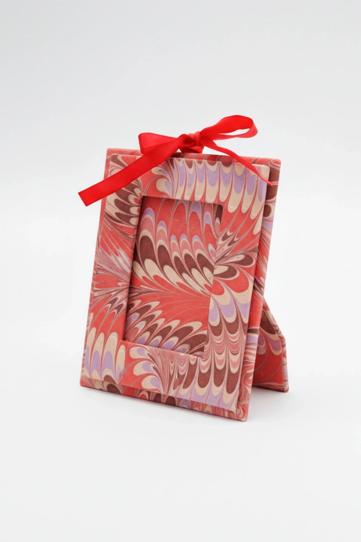 Mini Hand-Marbled Picture Frame Ornament | Florentine Pink