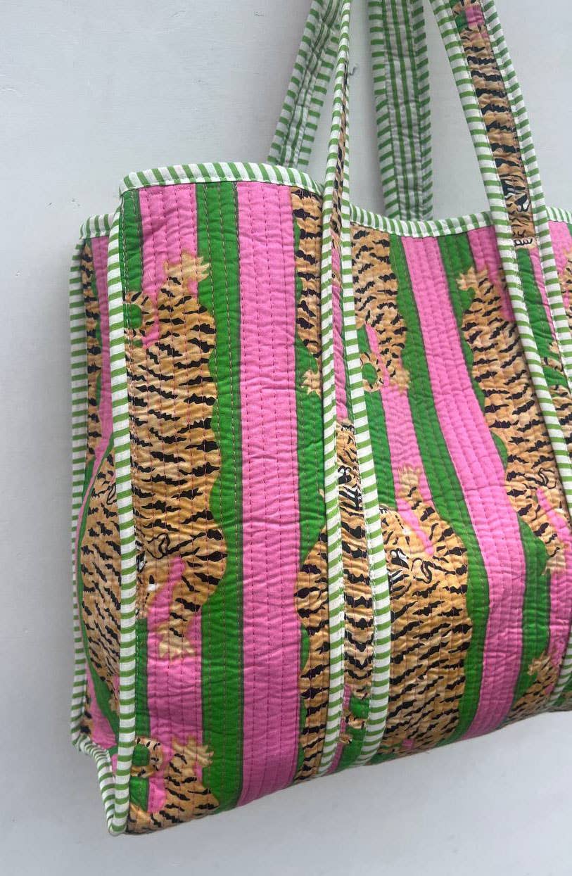 Quilted Indian Tiger Printed Bag