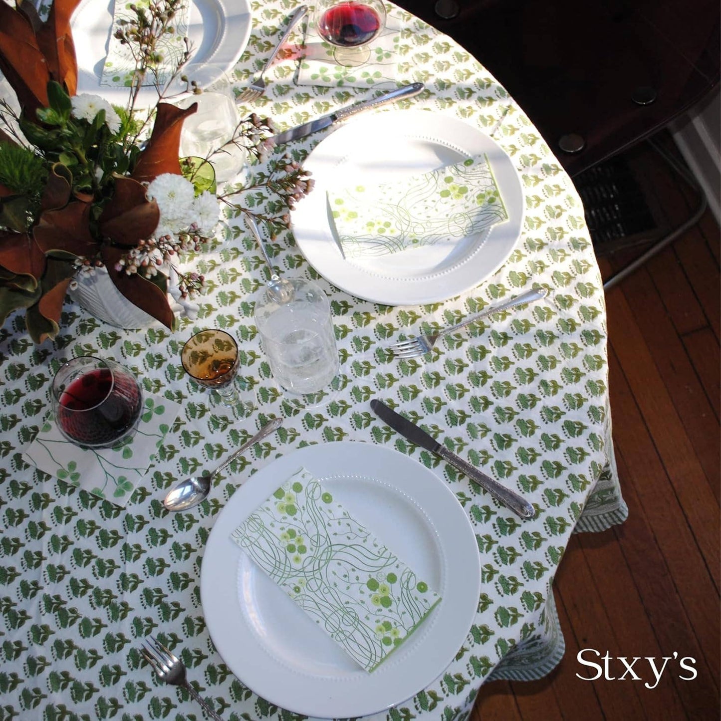 Green Floral Art Nevoux/Deco Paper Guest Napkins