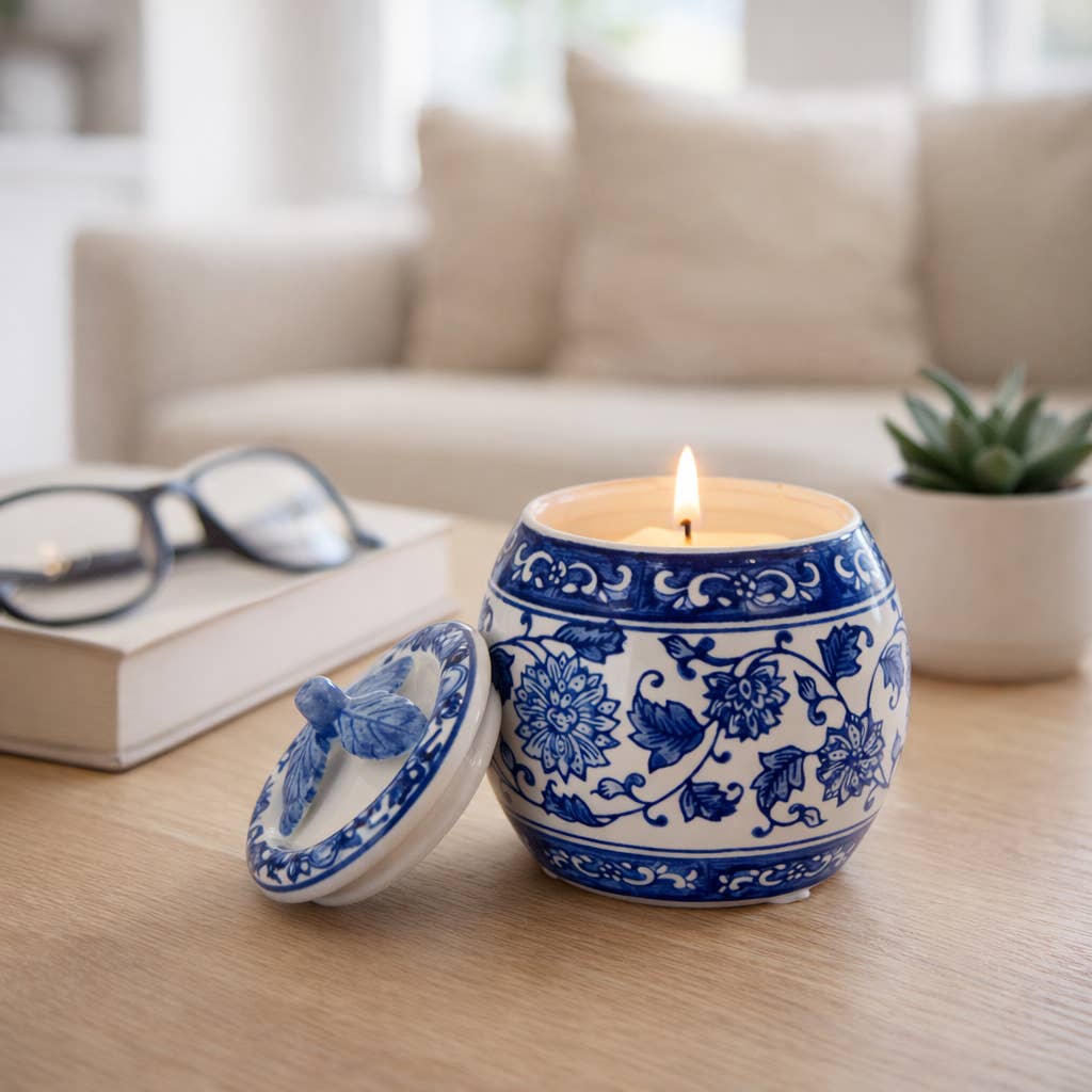 Peony Chinoiserie Lidded Candle