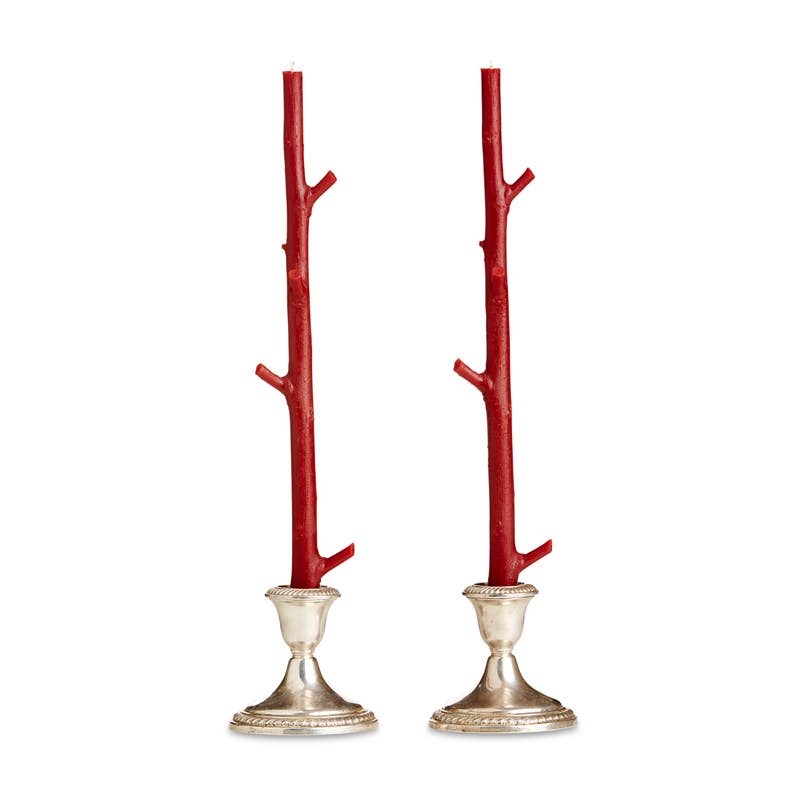 Stick Candles Maple / Pair Forest Green