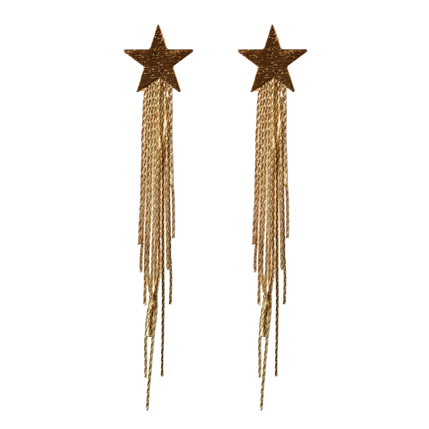 Gold Shooting Star Duster Drop Statement Earrings