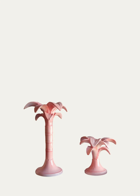 Les Ottomans Palm Tree Candlestick - Pink - Large