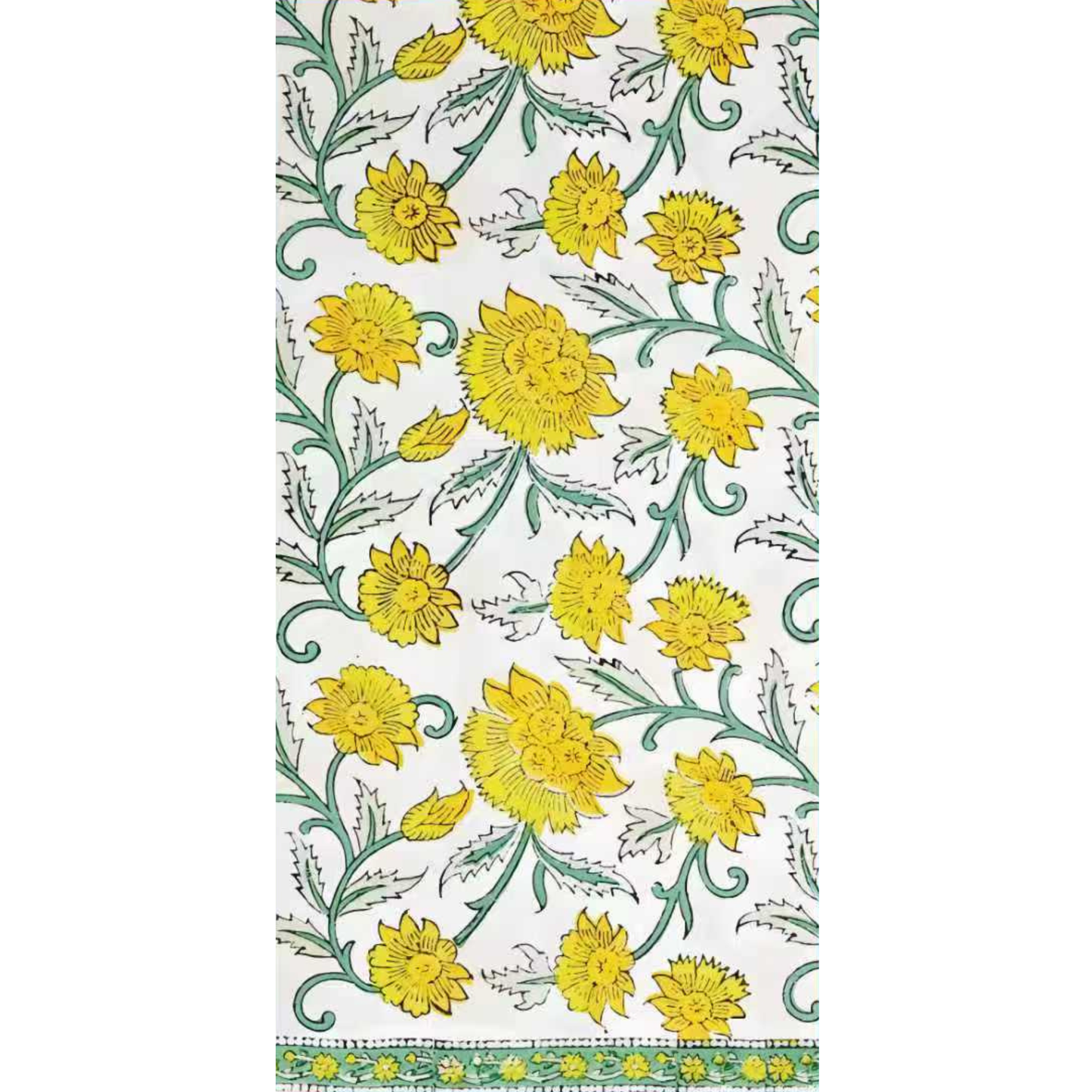 Yellow Daffodils Spring Floral Block Print Napkins