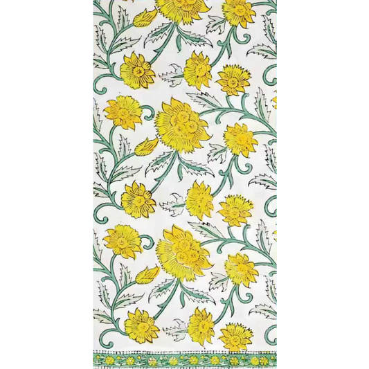 Yellow Daffodils Spring Floral Block Print Napkins