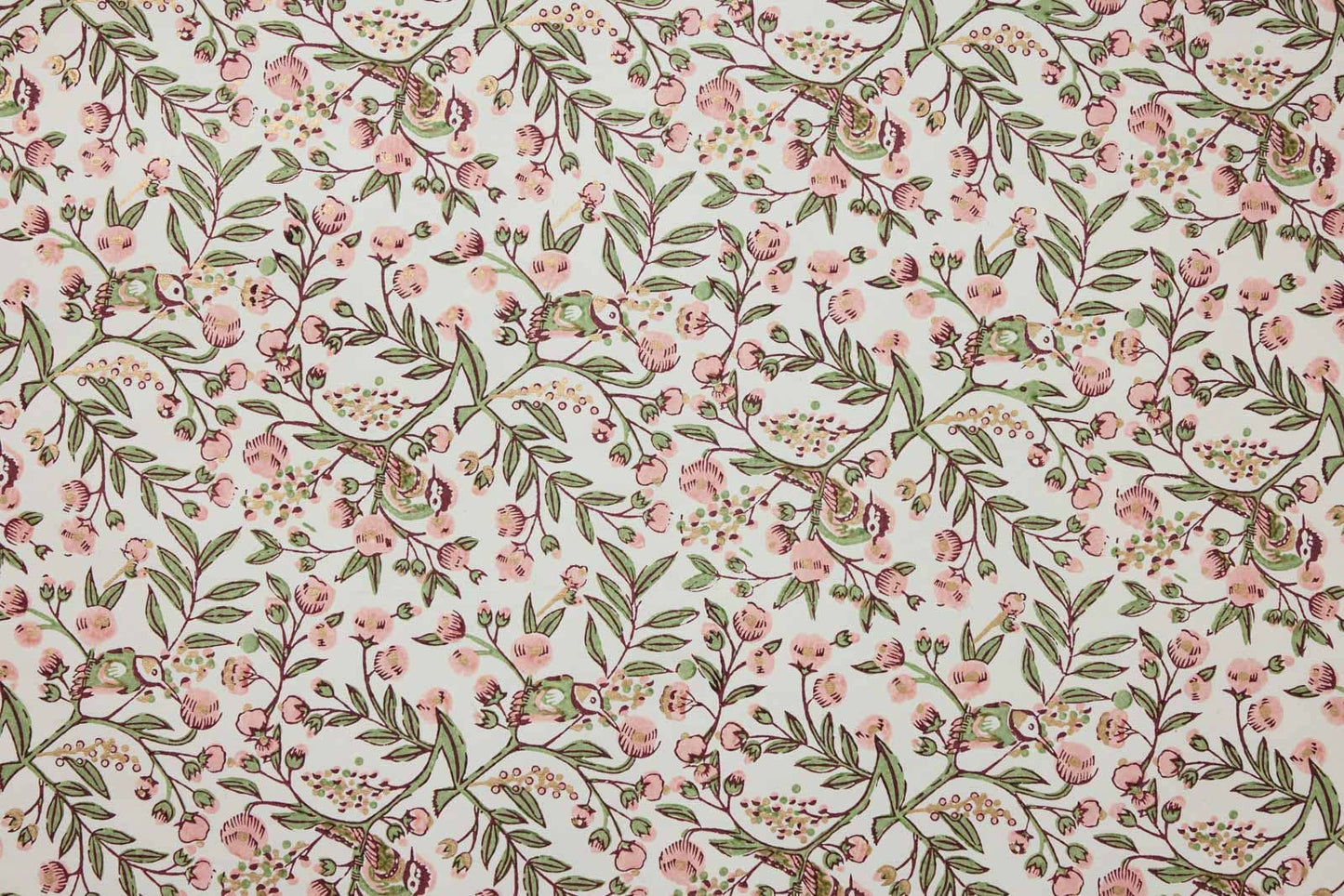 Block Printed Wrapping Paper Sheets - BP Song Birds Blush