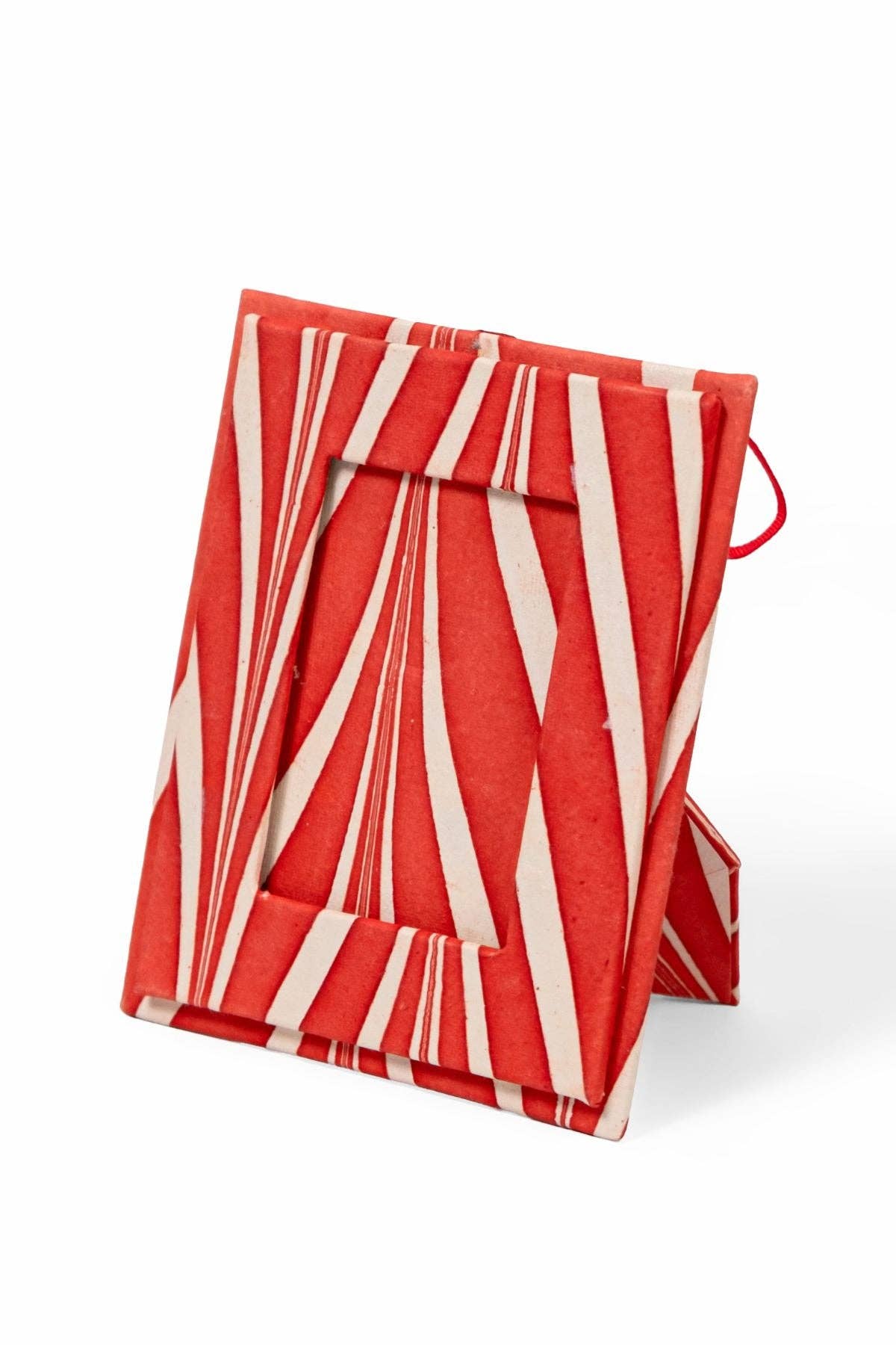 Mini Hand-Marbled Picture Frame Ornament | Candy Cane