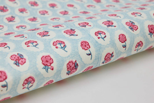 Block Printed Wrapping Paper Sheets - BP Scallop Tiles Pink Sorbet